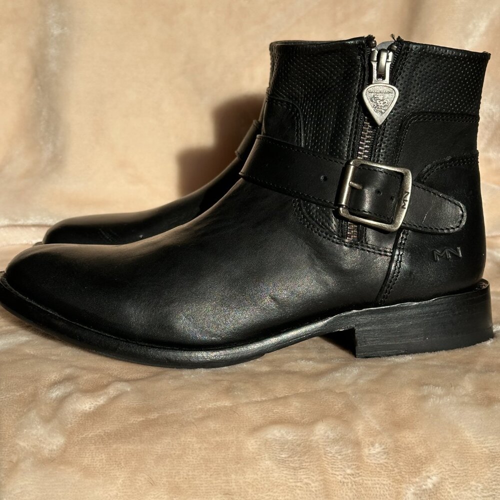 Mark Nason Black Leather Moto Biker Riding Ankle Boots Women's US  6.5 NWOT